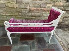 Dorothy Draper Gorgeous Hollywood Regency Antique Swan Bench Cut Velvet Upholstered - 4455947