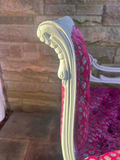 Dorothy Draper Gorgeous Hollywood Regency Antique Swan Bench Cut Velvet Upholstered - 4455950