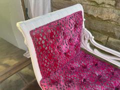 Dorothy Draper Gorgeous Hollywood Regency Antique Swan Bench Cut Velvet Upholstered - 4455952