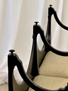 Dorothy Draper Hollywood Regency Ebony Window Bench Dorothy Draper Style Boucle Double Seat - 2817575