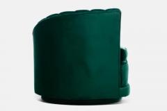Dorothy Draper Hollywood Regency Glamorous Asymmetrical Swivel Chairs in Emerald Green Velvet - 3464947