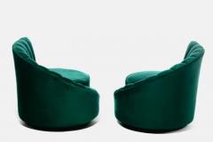 Dorothy Draper Hollywood Regency Glamorous Asymmetrical Swivel Chairs in Emerald Green Velvet - 3465000
