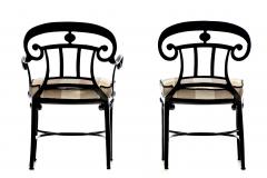 Dorothy Draper Hollywood Regency Style Set of 16 Indoor Outdoor Black Dining Chairs - 3818607