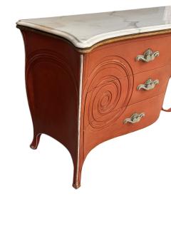 Dorothy Draper MODERNE MID CENTURY CORSET DESIGN CORAL WHITE MARBLE TOP DRESSER - 4410235