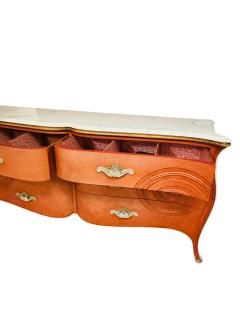 Dorothy Draper MODERNE MID CENTURY CORSET DESIGN CORAL WHITE MARBLE TOP DRESSER - 4410243