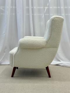 Dorothy Draper Pair American Mid Century Scroll Lounge Wingback Chairs Boucle Draper Style - 2910440