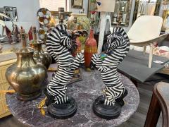 Dorothy Draper Pair Of Hollywood Regency Plaster Zebra Lamps - 4551835