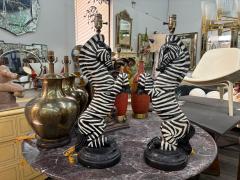 Dorothy Draper Pair Of Hollywood Regency Plaster Zebra Lamps - 4551837