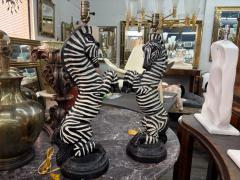 Dorothy Draper Pair Of Hollywood Regency Plaster Zebra Lamps - 4551861