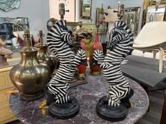Dorothy Draper Pair Of Hollywood Regency Plaster Zebra Lamps - 4551862