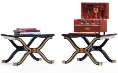 Dorothy Draper Pair of Dorothy Draper Espa a Side Tables in Original Black and Gold Lacquer - 1976590