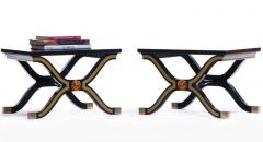 Dorothy Draper Pair of Dorothy Draper Espa a Side Tables in Original Black and Gold Lacquer - 1976592