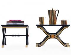 Dorothy Draper Pair of Dorothy Draper Espa a Side Tables in Original Black and Gold Lacquer - 1976593