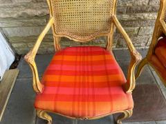 Dorothy Draper Pair of French Provincial Louis XV Caned Carved Fauteuils or Arm Chairs - 4561182