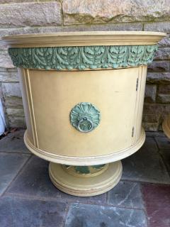 Dorothy Draper Stunning Pair Hollywood Regency Pedastal Drum Table Night Stand Mid Century - 4704721