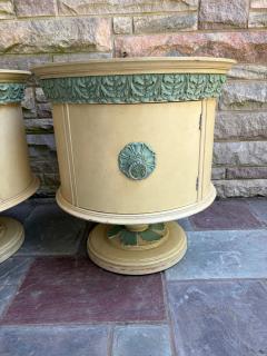 Dorothy Draper Stunning Pair Hollywood Regency Pedastal Drum Table Night Stand Mid Century - 4704724