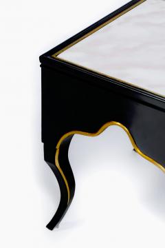 Dorothy Draper Vintage Hollywood Regency Black Lacquered and Gilt Marble Topped Accent Tables - 4794922