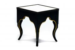 Dorothy Draper Vintage Hollywood Regency Black Lacquered and Gilt Marble Topped Accent Tables - 4794932