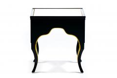 Dorothy Draper Vintage Hollywood Regency Black Lacquered and Gilt Marble Topped Accent Tables - 4794934