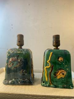Dorothy Olson WONDERFUL MID CENTURY PAIR OF CERAMIC ARTIST AQUARIUM LAMPS - 2413858