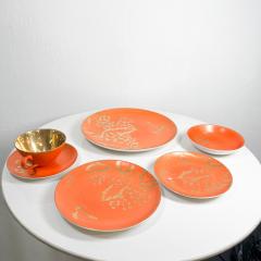 Dorothy Thorpe 1960s Dorothy C Thorpe California Persimmon Orange Gold Dinnerware Set Four - 3209213