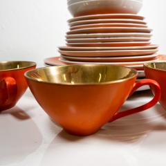 Dorothy Thorpe 1960s Dorothy C Thorpe California Persimmon Orange Gold Dinnerware Set Four - 3209214