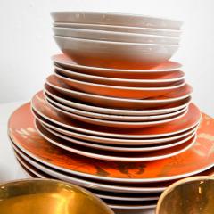 Dorothy Thorpe 1960s Dorothy C Thorpe California Persimmon Orange Gold Dinnerware Set Four - 3209215