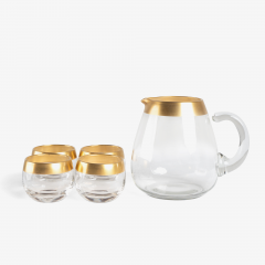 Dorothy Thorpe Dorothy Thorpe 22k Gold Band Roly Poly Glasses and Pitcher Drinks Set 5 Pieces - 3573294