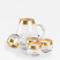 Dorothy Thorpe Dorothy Thorpe 22k Gold Band Roly Poly Glasses and Pitcher Drinks Set 5 Pieces - 3573852