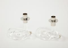 Dorothy Thorpe Pair D Thorpe Lucite Knot Candlesticks - 2934052