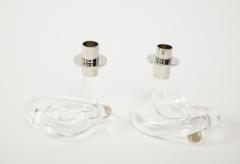 Dorothy Thorpe Pair D Thorpe Lucite Knot Candlesticks - 2934054