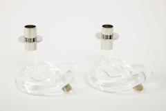 Dorothy Thorpe Pair D Thorpe Lucite Knot Candlesticks - 2934056