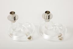 Dorothy Thorpe Pair D Thorpe Lucite Knot Candlesticks - 2934059