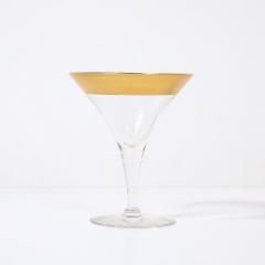 Dorothy Thorpe Set of 12 Mid Century Modernist Gilt Rimmed Martini Glasses by Dorothy Thorpe - 4745473
