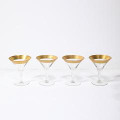 Dorothy Thorpe Set of 12 Mid Century Modernist Gilt Rimmed Martini Glasses by Dorothy Thorpe - 4745474