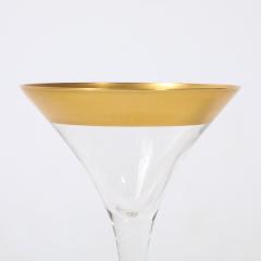 Dorothy Thorpe Set of 12 Mid Century Modernist Gilt Rimmed Martini Glasses by Dorothy Thorpe - 4745475