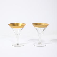 Dorothy Thorpe Set of 12 Mid Century Modernist Gilt Rimmed Martini Glasses by Dorothy Thorpe - 4745485