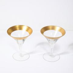 Dorothy Thorpe Set of 12 Mid Century Modernist Gilt Rimmed Martini Glasses by Dorothy Thorpe - 4745495