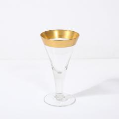 Dorothy Thorpe Set of 6 Mid Century Modernist Gilt Rimmed Wine Glasses By Dorothy Thorpe - 4744875