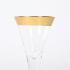 Dorothy Thorpe Set of 6 Mid Century Modernist Gilt Rimmed Wine Glasses By Dorothy Thorpe - 4744877