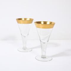 Dorothy Thorpe Set of 6 Mid Century Modernist Gilt Rimmed Wine Glasses By Dorothy Thorpe - 4744878
