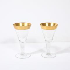 Dorothy Thorpe Set of 6 Mid Century Modernist Gilt Rimmed Wine Glasses By Dorothy Thorpe - 4744879