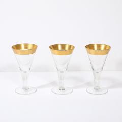 Dorothy Thorpe Set of 6 Mid Century Modernist Gilt Rimmed Wine Glasses By Dorothy Thorpe - 4744882