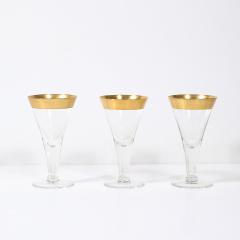 Dorothy Thorpe Set of 6 Mid Century Modernist Gilt Rimmed Wine Glasses By Dorothy Thorpe - 4744886