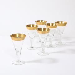 Dorothy Thorpe Set of 6 Mid Century Modernist Gilt Rimmed Wine Glasses By Dorothy Thorpe - 4744888