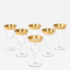 Dorothy Thorpe Set of 6 Mid Century Modernist Gilt Rimmed Wine Glasses By Dorothy Thorpe - 4746317