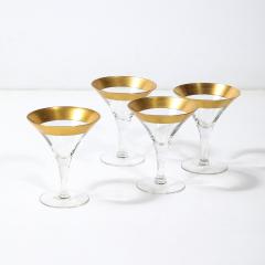 Dorothy Thorpe Set of Four 22 Karat Gold Gilt Rimmed Martini Glasses by Dorothy Thorpe - 4622874