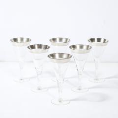 Dorothy Thorpe Set of Six Silver Gilt Rimmed Martini Glasses by Dorothy Thorpe - 4622959