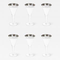 Dorothy Thorpe Set of Six Silver Gilt Rimmed Martini Glasses by Dorothy Thorpe - 4623447