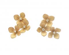 Double Flower Earrings with Diamonds 18 karat Gold - 4442217